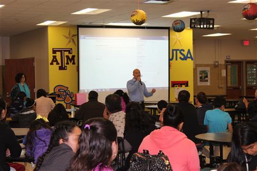 Mr Knittle speaking to the parents